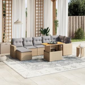 Prolenta Premium - Salon De Jardin Avec Coussins 8 Pcs Beige R&eacute;sine Tress&eacute;e - Neuf