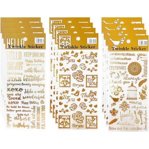 12 Feuilles Autocollants Lettres À Paillettes,Autocollants De Jardinage,Autocollants Pour Le Bricolage,Pour Scrapbooking, Photos, L'artisanat De Bricolage(3 Styles) - Neuf