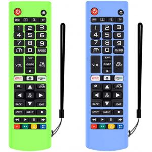 Lot De 2 Étui De Protection En Silicone Pour Télécommande Lg Akb75095307/Akb75375604/Akb74915305,Antichoc Anti-Perte Boîtier De Protection Pour Télécommande Lg Smart Tv(Blau Leuchten+Grün) - Neuf