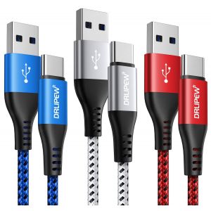 Usb C Cable [2m/Pack Of 3], 3a Type C Fast Charging Nylon Braided Charger Cable For Samsung Galaxy S23 S22 S21 Plus Ultra S10 S9+, A51 A71 A53 A40, Note 20 10 9 8 Plus, Ps5, Switch, Oneplus 6t, Huawei - Neuf