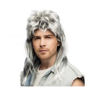 Perruque Mulet Punk Gris Années 80 Homme - Neuf