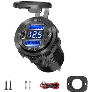 Eryi-72 W Sortie Usb 12 V 5 En 1 Prise De Chargeur De Voiture Avec Interrupteur Marche/Arrêt Led Voltmètre 3 Ports De Charge Pour[3312] - Neuf