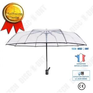 Td® Parapluie Transparent Triple Parapluie Pliant Couple Étudiant Parapluie Pliant Ouverture Automatique - Neuf