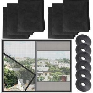 Wag-6 Pièces Moustiquaire Fenetre Écran, 130X150Cm Moustiquaire Fenêtre Filet Moustiquaire Fenetre Sans Percage Moustiquaire Ajustable Avec 6 Rouleaux De Bandes Auto-Adhésives Pour Bureau Maison (Noi - Neuf