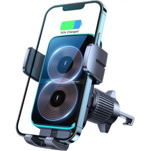 15W Qi Support Telephone Voiture Induction, &iquest;Double Bobine & Automatic Clamping&iquest; Chargeur Induction Voiture, MagSafe Chargeur sans Fil Rapide pour iPhone/Samsung/Xiaomi/Huawei/Oppo - Neuf