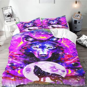 Galaxy Wolf Parure De Lit Pour Adolescents, Motif Loup, Noir, Bleu Clair De Lune, &iquest;&iquest;Toiles D, Collection Loup, Simple, , X Cm - Neuf