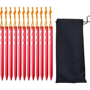 Yemaesre-Piquet De Tente,Piquets De Tente,12 Pièces Sardines De Fixation,Piquet Tente Aluminium,Sardine Tente 18cm,Sardines Camping Pour Bâche De Camping Bâche De Plage - Neuf