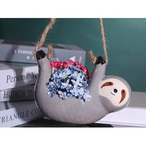 Pot De Fleurs Suspendu Paresseux En Céramique Gris De 17 Cm Pour Plantes Succulentes, Décoration D'intérieur Et D'extérieur - Neuf