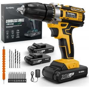 Perceuse Visseuse Sans Fil 21V - Visseuse Devisseuse Sans Fil avec 2 Batteries, 45Nm Max, 2 Vitesses, 18+1 R&eacute;Glages De Couple, 21 Accessoires, pour Les Projets De Bricolage &agrave; La Maison, Bleu - Neuf