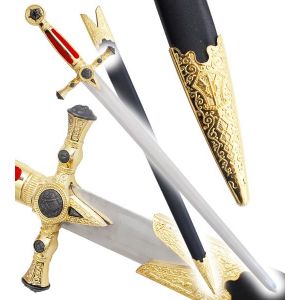 Epee Franc Macon Rouge Une Main + Fourreau - Neuf