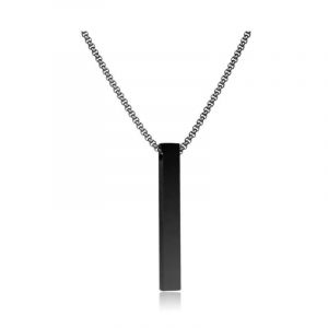 Collier Avec Pendentif Rectangulaire En Acier Titane Noir, Elegant, Accessoire De Pull Pour Homme - Neuf