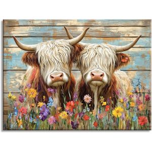 Eryi-Art Mural En Toile Animaux, Veau Peinture Sur Toile, Affiche Moderne, Peinture Sur Toile De La Mer Des Fleurs, Facile À Accrocher Pour Le Salon Entrée Hall D'entrée Cafe, 30x40 Cm - Neuf