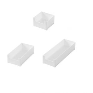 Boîte de rangement en plastique, boîte pour ranger les accessoires, blanc, set de 3 - Neuf