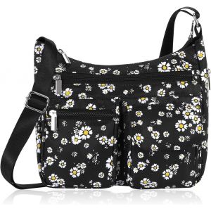 TZF-Sac Bandoulière Femme Polyester Léger Petit Sac à Main Tissu Sac Besace avec Multiples Poches Voyage Sport Shopping Travail Université - Neuf