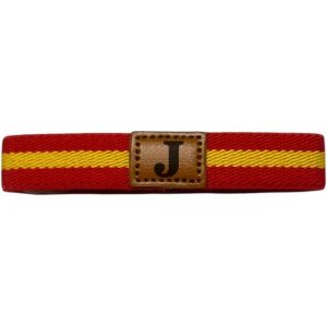 Eryi-Bracelet Drapeau Espagne Personnalisé Avec Votre Initiale, Homme Et Femme. Bracelet En Cuir Et Tissu Élastique. - Neuf