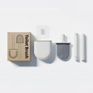 HJLIAN Brosse de toilette murale portable en polypropylene et TPR, avec poignee amovible, accessoire de salle de bain, blanc, type de drainage - Neuf