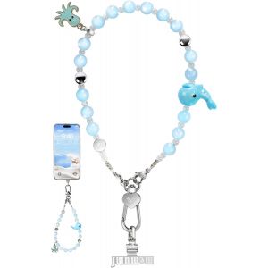 KAL-Chaîne De Téléphone Perles, Dragonne Universelle Avec Boucle Métallique, Bracelet De Poignet Pour Femme, Courte Sangle De Téléphone, Cordon Pour Airpods Et Appareil Photo - Neuf