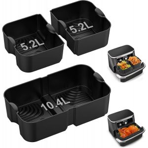 Moule Silicone Air Fryer, 3Pièces Moule Air Fryer pour Ninja Foodi Flex 10,4L AF500EU, Accessoire Air Fryer Ninja 10,4 L/Cosori 10L, Silicone Air Fryer Accessoires pour Ninja Air Fryer (A) - Neuf