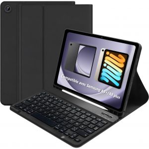 Coque Clavier Pour Samsung Galaxy Tab A9+/A9 Plus 11 Pouces,Clavier Tablette Avec Porte-Stylo,Clavier Azerty Portable,Clavier Bluetooth Avec Couverture Complète - Neuf