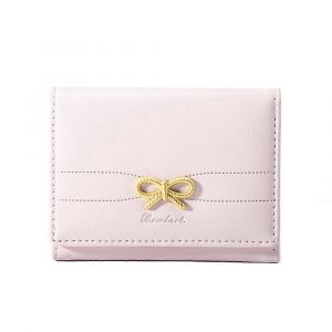 Arc mignon Tri-fold porte-monnaie RFID de Blocage en Cuir Rose Bifold Titulaire de la Carte pour les Femmes avec l'ID de la Fen&ecirc;tre et d'un Mini Sac &agrave; main de Conception - Neuf