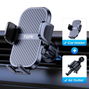 Topk Support Pour T&eacute;l&eacute;phone De Voiture Support De T&eacute;l&eacute;phone De Voiture Super Stable Pour Tableau De Bord De Voiture/Pare-Brise/&Eacute;vent D'air Compatible Avec Tous Les T&eacute;l&eacute;phones Mobil.Air Vent 1. - Neuf
