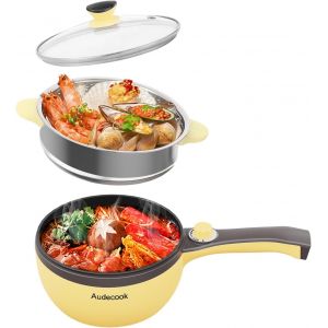 NouvelHorizonstore-marmite electrique, mini po&ecirc;le electrique, po&ecirc;le antiadh&eacute;sive portable avec double contr&ocirc;le de puissance, po&ecirc;le &agrave; Ramen rapide pour steak, soupe, oeufs, flocons d'avoine, nouilles - Neuf