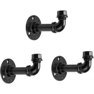 Btsky 3 Crochets De Suspension Vintage, Tuyau En Fer Industriel Fixation Murale R&eacute;tro Pour Peignoir, Serviette, Sac, Parapluie, Chapeau D&eacute;coration Antique De Maison, Type 1 - Neuf