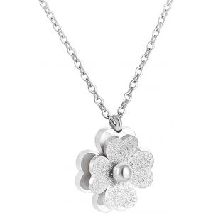 Kal-1 Pcs Collier Et Pendentif Femme Fille En Argent 925 Le Trèfle Orné Zircon Collier, Collier Pendentif Trèfle À Quatre Feuilles, Collier Trèfle À Quatre Feuilles Double Givré - Neuf