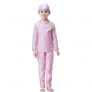 Maillot De Bain Pour Filles Musulmanes, Conservateur, Manches Longues, Pour Enfants, Ete (Rose 100) - Neuf