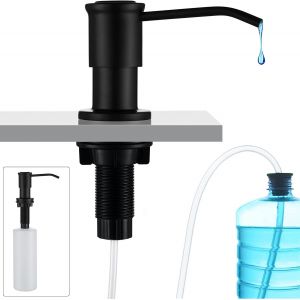 Dispensador De Jabón Negro Para Fregadero De Cocina, Con Botella De 500 Ml Y Extensión De 1,2 M, Recarga Superior. - Neuf