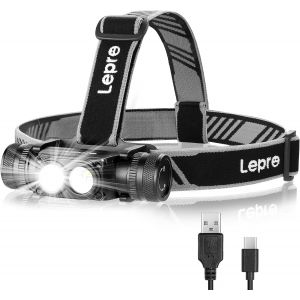 Lampe Frontale Rechargeable, 1000 Lumens, Torche Frontale Led Ultra Puissante Avec Lumière Rouge, 6 Modes D'éclairage, Ip65 Étanche Lampe Frontale Led Pour La Pêche,Camping,Randonnée,Cyclisme - Neuf