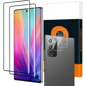 Kal-Lot De 2 + 2 Films De Protection D'écran En Verre Blindé Pour Samsung Galaxy Note 20 5g, 3d, Sans Bulles, Avec Protection De L'appareil Photo, Anti-Rayures Hd Transparent, Pour Note 20 5g - Neuf
