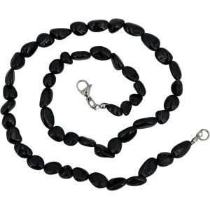 Kales-Taddart Minerals Collier Pendentif Pépite Noire En Pierre Précieuse Naturelle Tourmaline Schorl Longueur 45 Cm Fabriqué À La Main,Gemme - Neuf