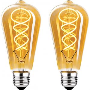 Cheng-Ampoule Vintage Led E27, Ampoule Vintage Dimmable E27 4w St64 E27 Led Blanc Chaud 2700k, Ampoule E27 Vintage Edison Led E27 Idéale Pour La Nostalgie Et L'éclairage Rétro - Ambre - 2 Pièces¿St64 - Neuf