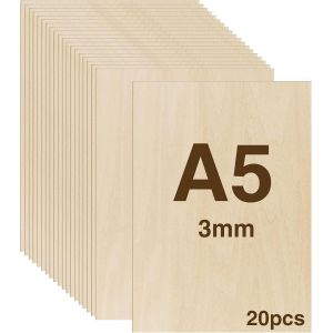 10pcs Contreplaqu&eacute; 2mm, Planche Bois A4, Feuille de Bois Rectangulaire, Plaque Bois Brut, Bois Brut Non Finie, Panneau Feuille D&eacute;coupe Laser pour Pyrogravure, Gravure, DIY 30 * 21cm - Neuf