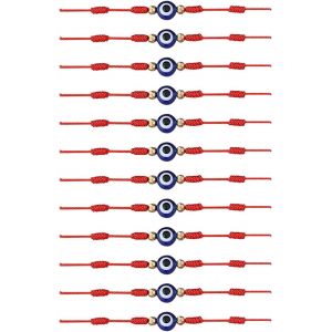 Kal-12 Pcs Mauvais ?il Bracelets Pour Femme Homme Chakra Bracelets R&eacute;glables Hamsa Bracelets Mauvais ?il Oeil Turco Bracelet Rouge Noir Turc Bracelet Porte Bonheur Bijoux Pour Femme Fille - Neuf