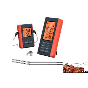 Thermom&egrave;tre &Agrave; Viande Num&eacute;rique Sans Fil Avec Double Sonde Pour Grillades Et Fumage, Port&eacute;e De 150 M - Neuf