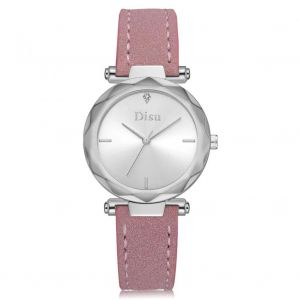 Disu Casual Business Pu Strap Watch Classique Quartz Mode Analogique Montre-Bracelet Ronde (Rose) - Neuf