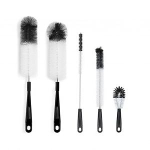 Hjlian Ensemble De 5 Brosses De Nettoyage Pour Bouteilles, En Acier Inoxydable Et Nylon, Sures Et Saines, Multifonctions, Noires - Neuf