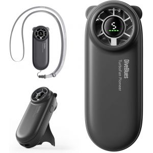Diveblues Mini Ventilateur Turbo Portable, Autonomie Maximale 16H, USB Rechargeable 4000mAh, 5 Vitesses, Petit Ventilateur de Poche pour Voyage, Extérieur, Concerts, Maquillage, Cadeaux pour Femmes - Neuf