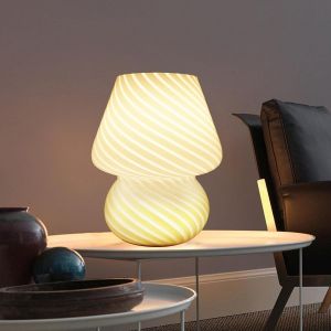 Lampe De Chevet Champignon, Lumière De Nuit En Verre Pour Chambre À Coucher, Veilleuse Lampe Cadeaux Pour La Famille Les Amis (Vert) - Neuf