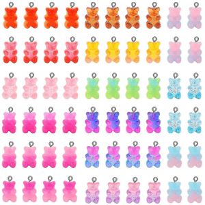 Coloré Gummy Charms Bear Pendentif Glitter Resin Bear Charms Gummy Bear Beads Charm Collier Charms - Neuf