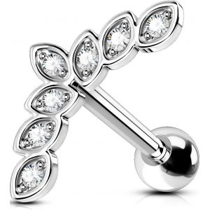 Kal-16g Helix Earring Piercing Conch Ring Studs Cartilage Cz Upper Stainless Steel Top Lower Ear Tragus Jewellery Lobe For Women Girls - Neuf
