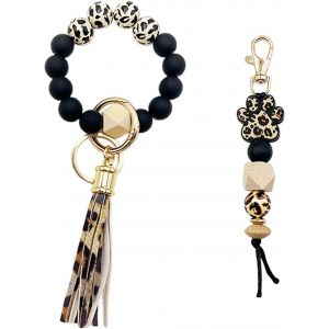 KAL-Porte-Clés 1 Pièce, Porte-Clés 1 Pièce Pendentif De Sac Pour Femme, Porte-Clés De Voiture, Porte-Clés Pompon, Porte-Clés En Perles De Bois - Neuf