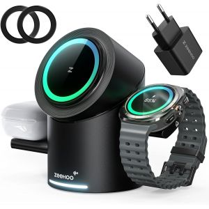 Chargeur Sans Fil,Station De Charge Inductive 15 W Pour Samsung Galaxy Watch Ultra,Station De Charge 3 En 1 Certifi&eacute;e Qi Pour Iphone 16,15,14,13,12 Et Airpods - Neuf