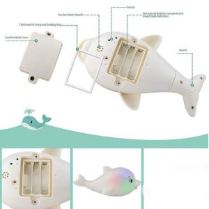 (Blanc) Jouets De Bain Pour Bébé, Dauphin Animal Baignoire Jouet De Piscine Avec Musique Lumière Arroseur À Induction Eau De Pulvérisation Automatique Pour Nourrissons Enfants Garçons Et Filles - Neuf