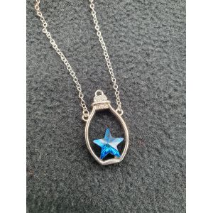 Pendentif En Forme De Flacon Cristal Etoile Bleu Femme Swarovski - Neuf