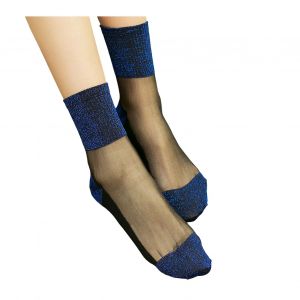 10 Paires De Chaussettes À Paillettes Transparentes Pour Femmes, Chaussettes Courtes Soyeuses Transparentes Scintillantes, Ultra Fines Et Brillantes Pour Le Printemps Et L'été-Bleu - Neuf