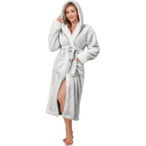 Peignoir De Bain Femme Polaire À Capuche Robe De Chambre Peignoir En Peluche Et Douillet Pour Dames Super Doux En Polaire Idée Cadeau Femme,S-Xl - Neuf