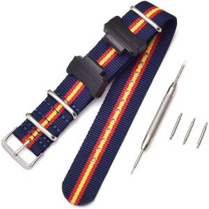 Kal-Nato Nylon Bracelet Compatible Avec Casio G-Shock Ga-110 120 Ga-400 Gd-100 Dw-5600 Gls-8900 Canvas Men Bracelet Band Black Adapters - Neuf